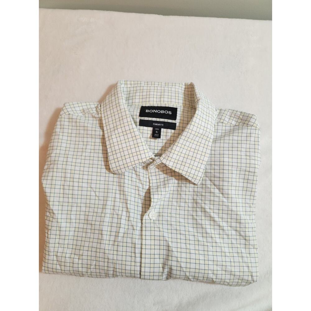 Bonobos Shirt Mens XL Tall Yellow Plaid Long Sleeve Nylon Spandex Preppy